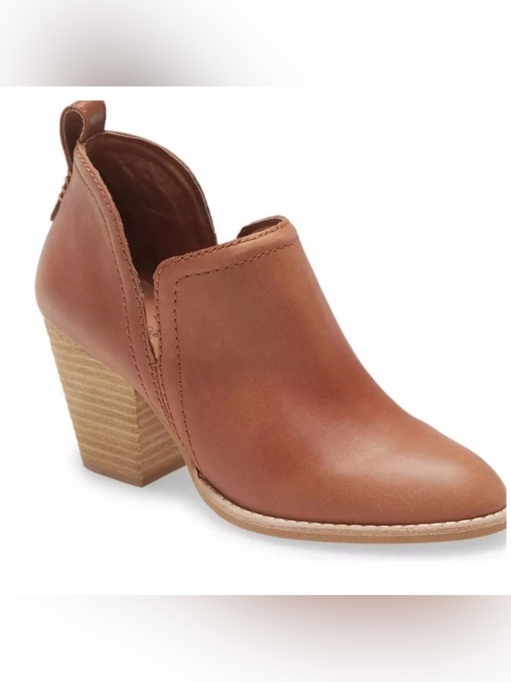 Jeffrey Campbell Tan Leather Stacked Heel Ankle Boot Size 10 NWOB